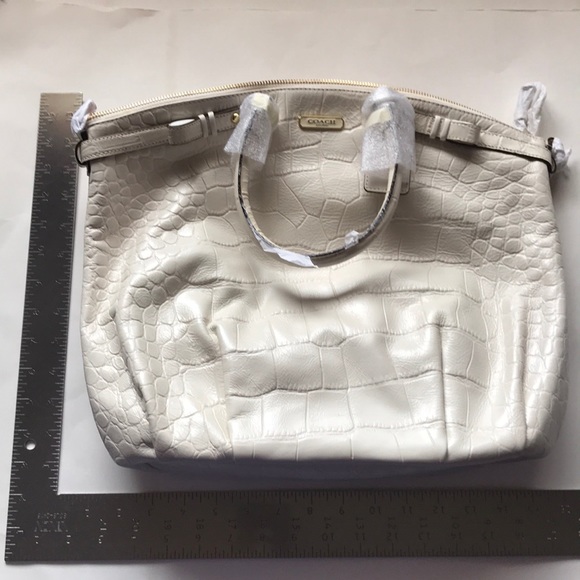 Coach Cream Embossed Leather Madison Lindsey Purse - Picture 1 of 5